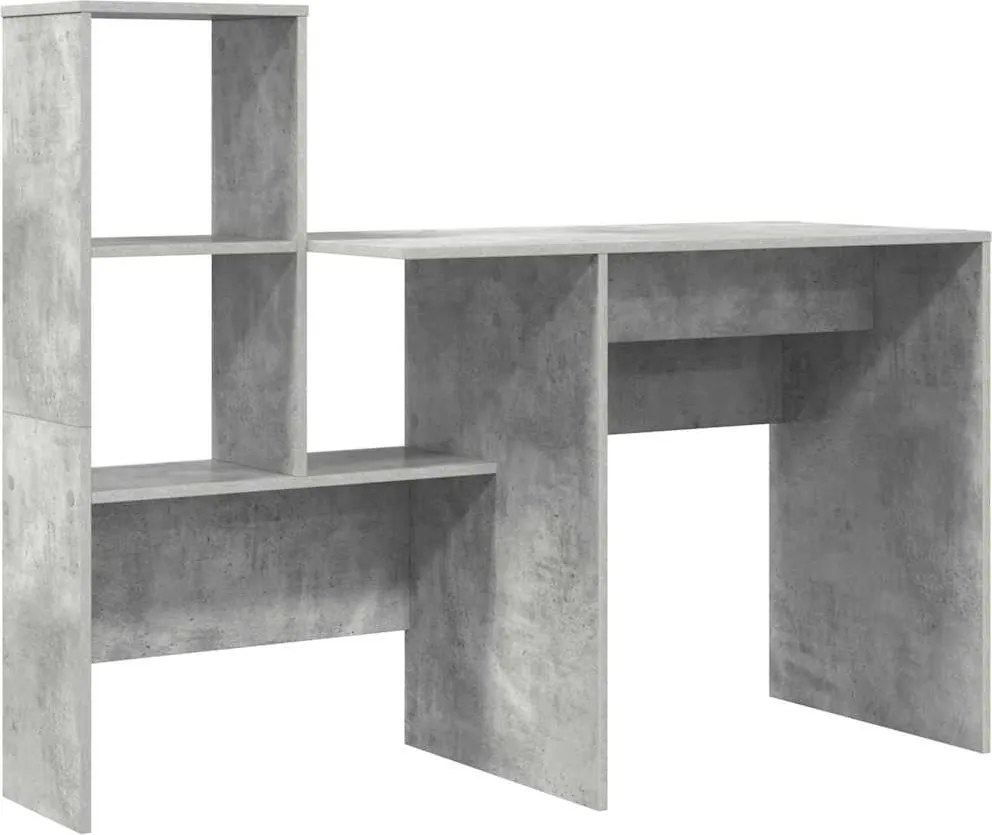 vidaXL Birou cu raft Gri din beton 131,5 x 50 x 106,5 cm Lemn compozit
