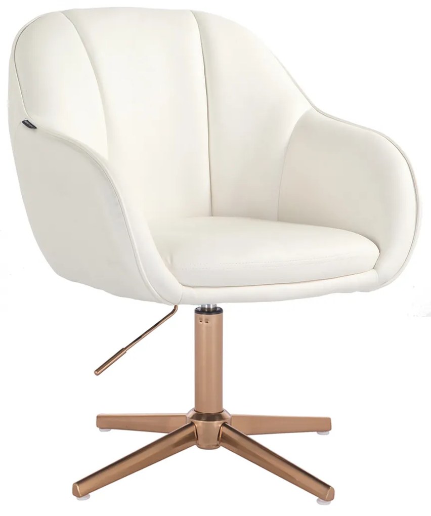 HR2055CROSS Scaun Alb din Piele Ecologica cu Bază Aurie