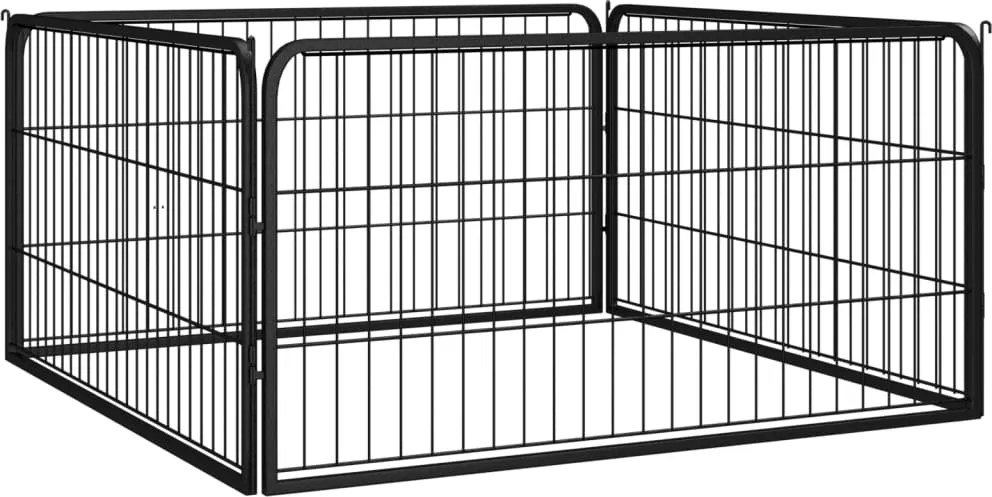vidaXL Padoc pentru câini cu 4 panouri, negru, 100x50 cm, oțel