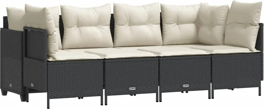 vidaXL Set mobilier de grădină cu perne, 5 piese, negru, poliratan