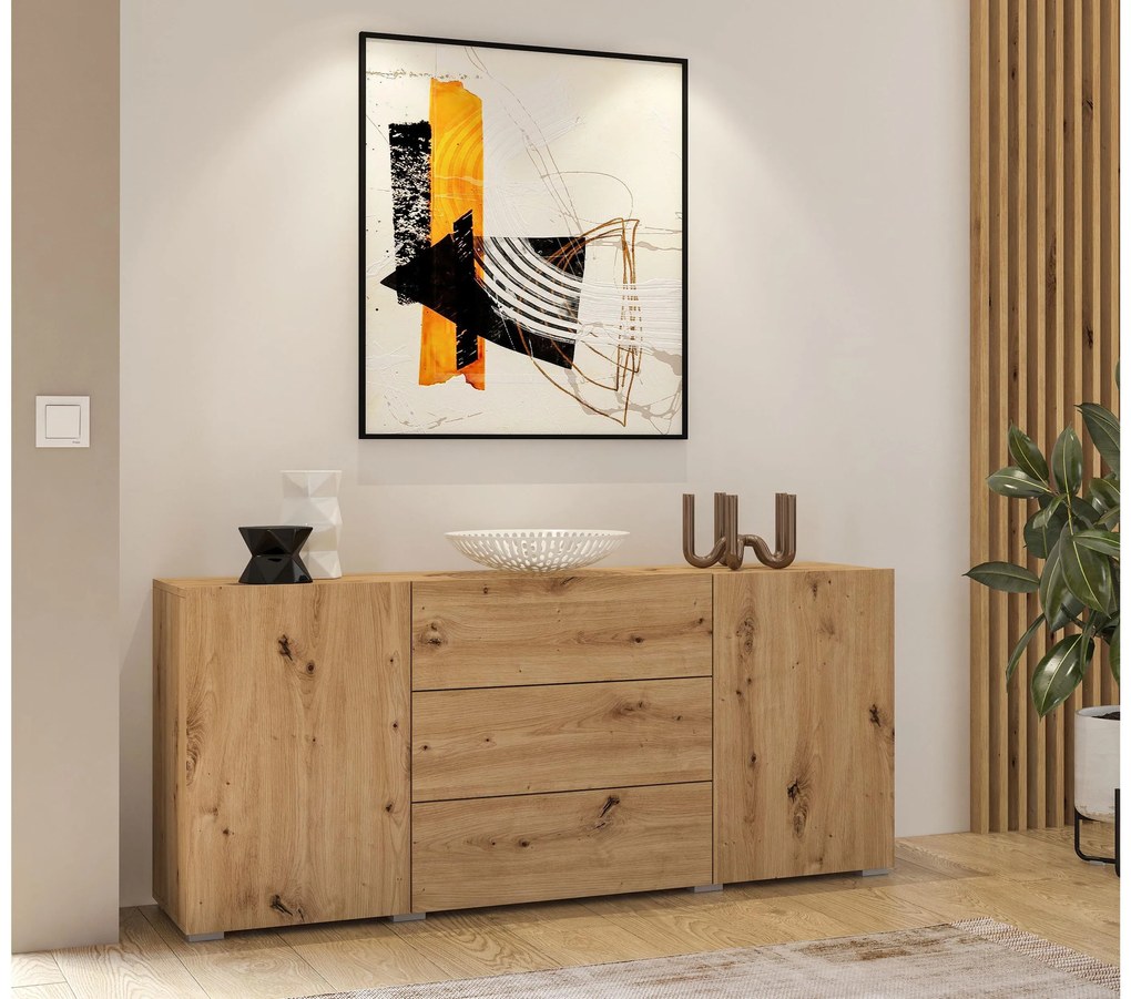 Comodă Avernic Typ 26 (negru + Stejar artisan). 1042059