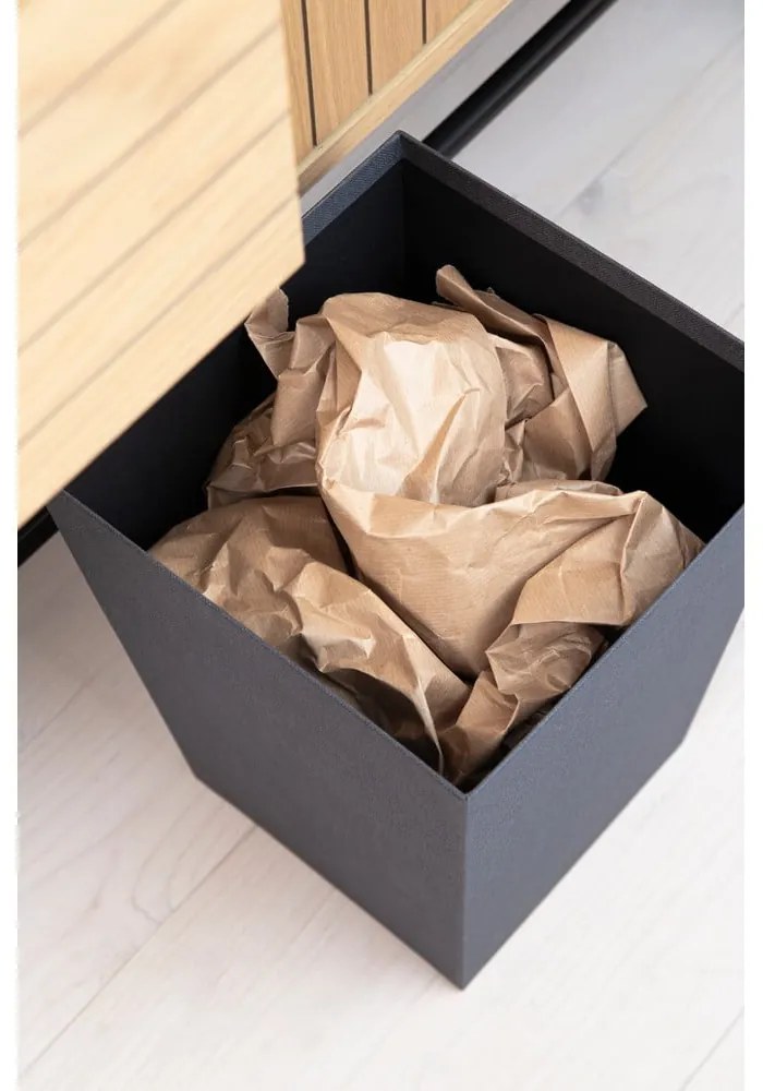 Coș de gunoi negru pentru birou Sofia Canvas Paper Laminate – Bigso