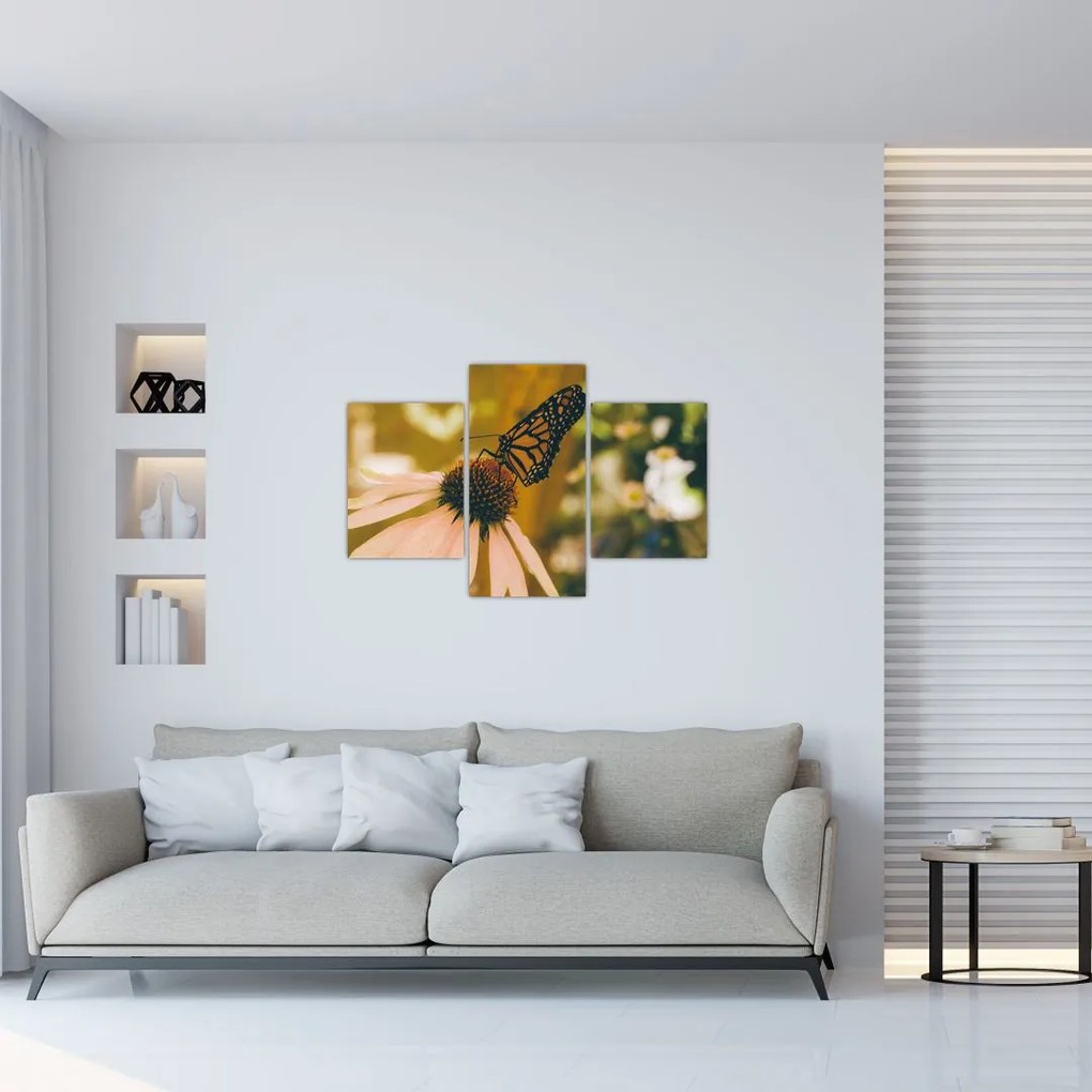 Tablou cu fluture pe floare (90x60 cm)