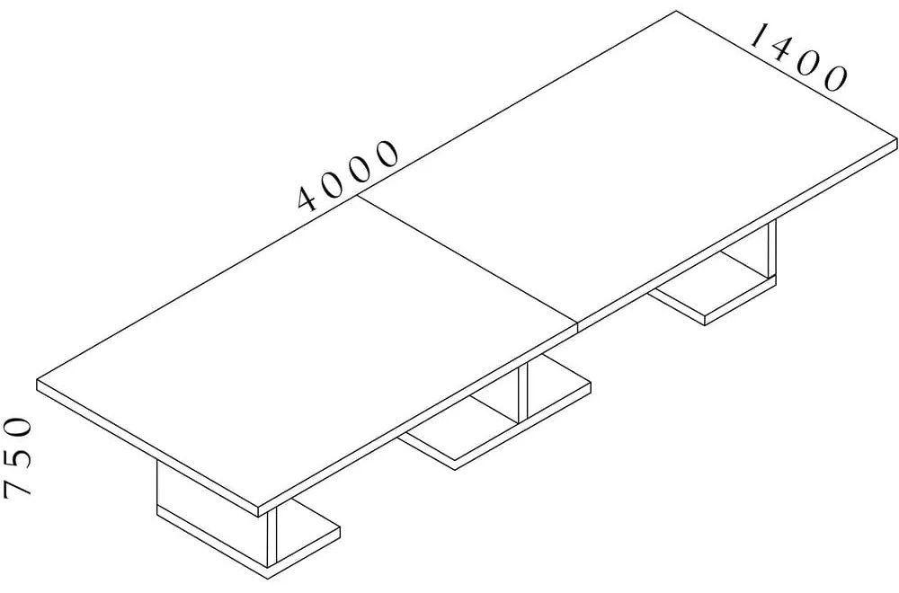 Masa de intalnire Lineart 400 x 140 cm, ulm deschis