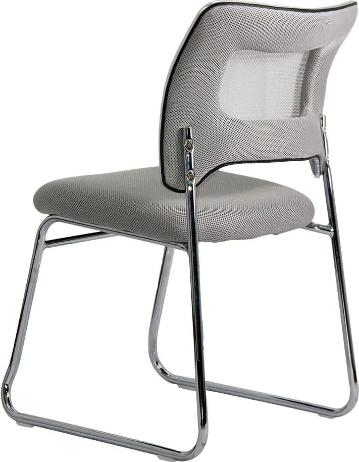 Scaun vizitator gri deschis HRC 613F mesh cadru cromat