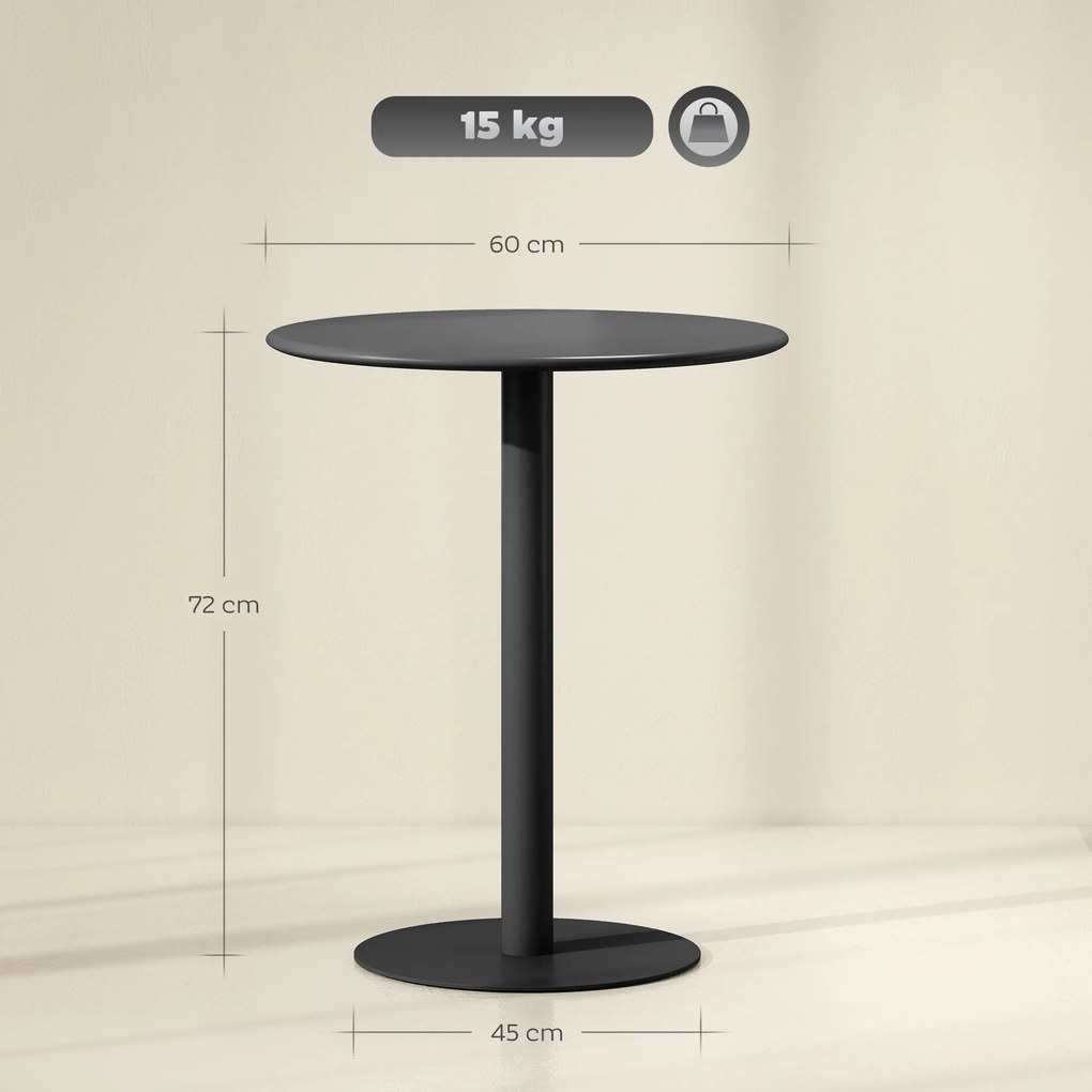 HOMCOM Masă de Dining Rotundă și Modernă pentru 2 Persoane din Oțel, Neagră | Aosom Romania