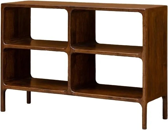 Consolă din lemn de mango, cu 4 rafturi, maro antichizat, finisaj satinat, 111.5×35.5×76.5 cm, „Kwarto"