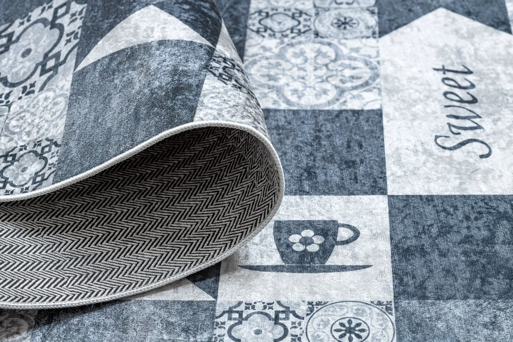 ANDRE 44211 covor lavabil gresii de Lisbona, bucatarie, anti-alunecare - gri / argintiu