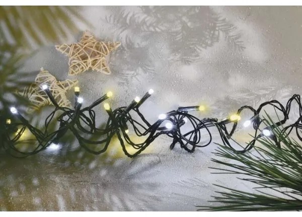 Ghirlandă LED de exterior, 120 LED, 2 funcții, 17 m, IP44, alb cald/rece