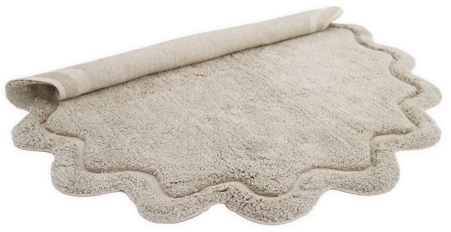 Covor bej lavabil țesut manual rotund din bumbac ø 110 cm Sweet April Lin – Nattiot