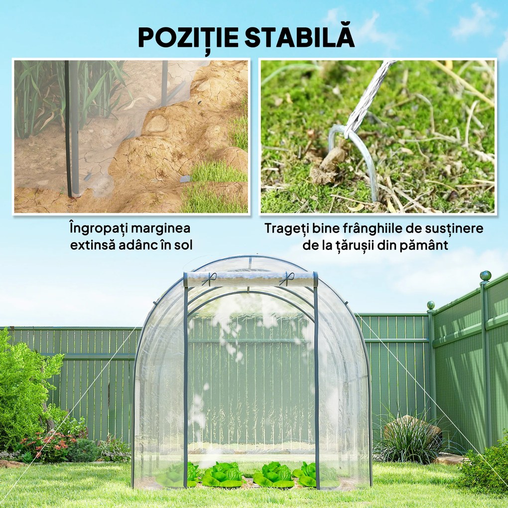 Outsunny Sera 3 x 2 x 2m cu Usa Rulanta si Fereastra, Transparent | Aosom Romania