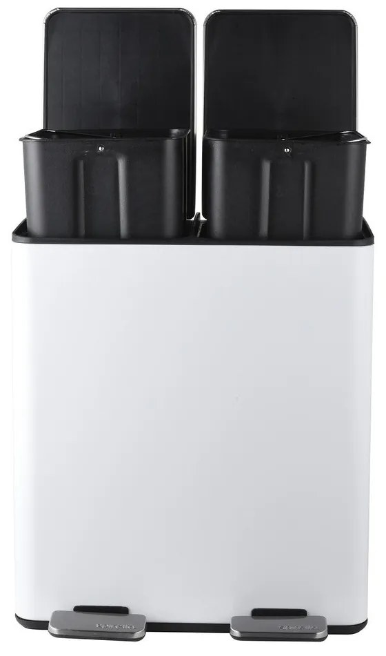 Coș de gunoi alb mat pentru reciclare/cu pedală 2x20 l din oțel Aliya – Spirella