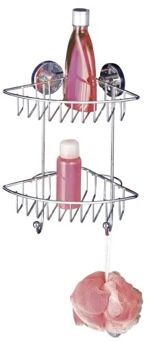 WENKO 20888100 - Raft de colț VACUUM-LOC, oțel rotund, 22,5 x 29,5 cm, crom lucios