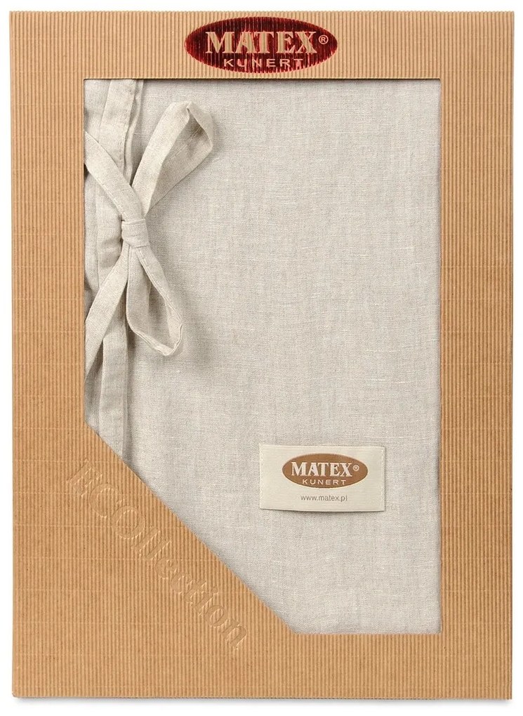 Lenjerie de pat din bumbac și in, bej, 220 x 200 cm, 2x 70 x 80 cm