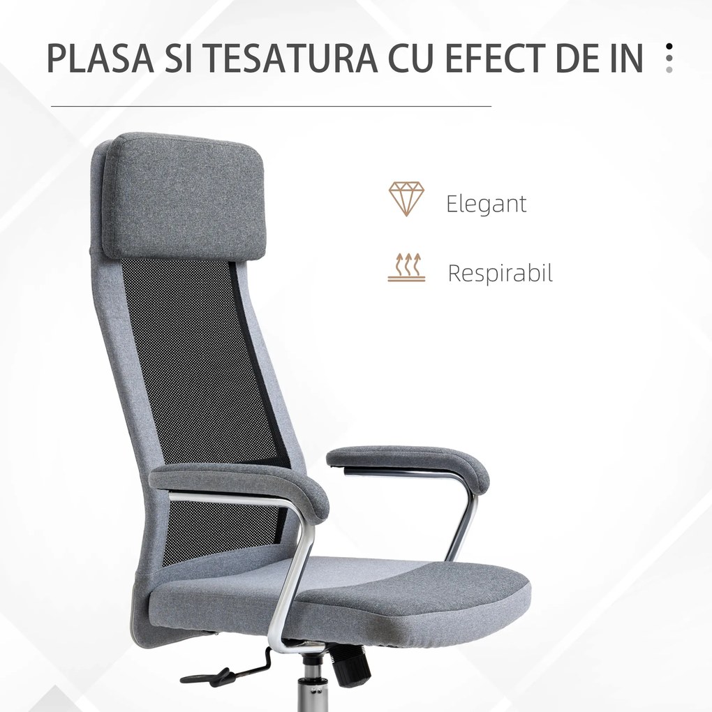 Vinsetto Scaun birou ergonomic, inaltime reglabila, 65x60x119-129cm | Aosom Romania