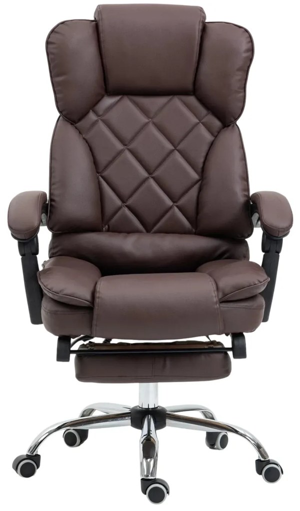 RESIGILAT- Scaun directorial, suport picioare, funcție recliner, PU, Maro