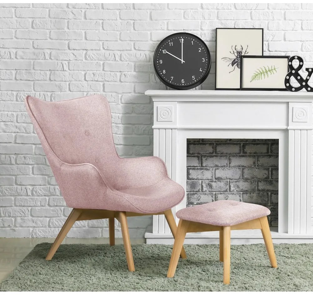 Fotoliu cu taburet roz deschis Niko – Ropez