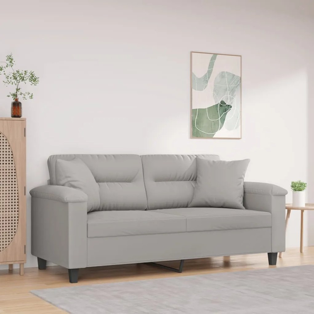 3153270 vidaXL Canapea cu 2 locuri perne&pernuțe gri deschis 140 cm microfibră