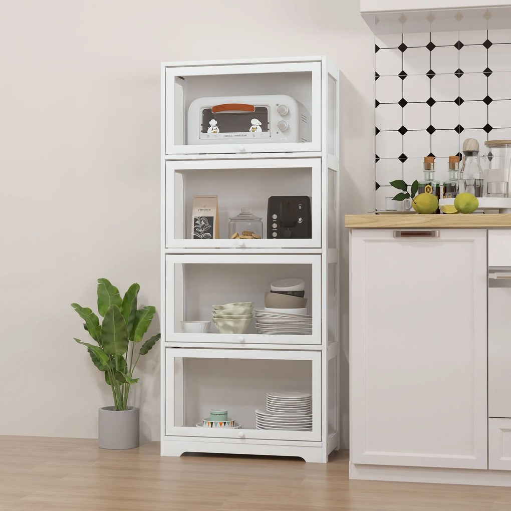 HOMCOM Vitrină Colecționari cu 4 Niveluri, Uși cu Balamale, Sistem Anti-Răsturnare, pentru Birou, Dormitor, 59 x 30 x 139 cm, Alb | Aosom Romania