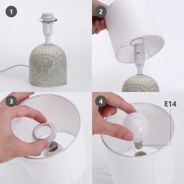 Lampă de masă 1xE14/40W/230V bej/albă Aigostar