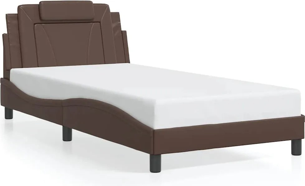 vidaXL Cadru de pat, Viana, fără saltea, maro, 100x200 cm, piele ecologică