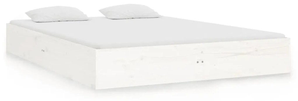 820073 vidaXL Cadru de pat mic dublu, alb, 120x190 cm, lemn masiv