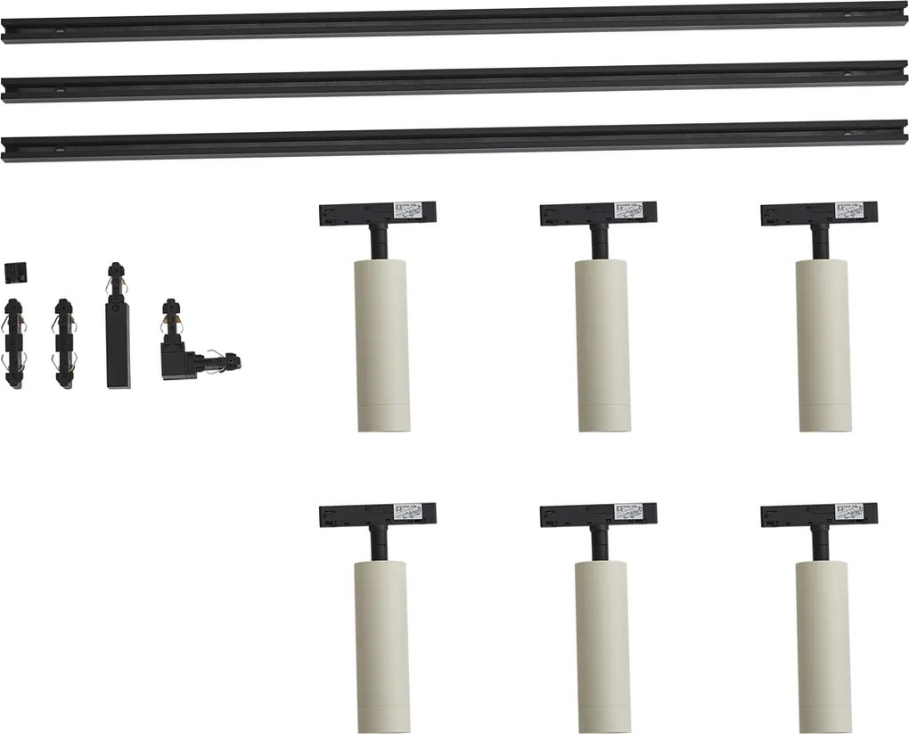 Sistem de iluminat pe șină modern cu 6 spoturi bej monofazat - Slimline Uzzy