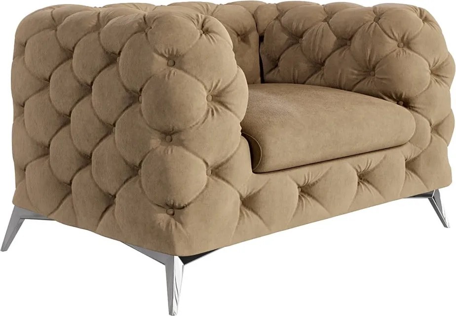 Fotoliu maro deschis cu tapițerie din catifea Chelsea – Ropez