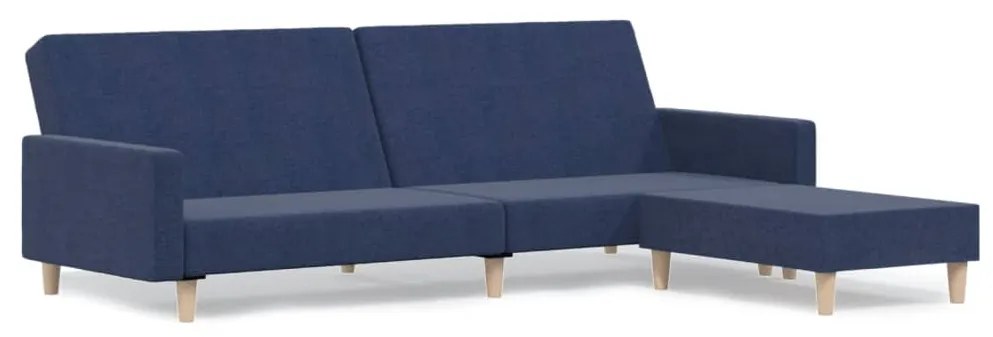 3080483 vidaXL Canapea extensibilă cu taburet, cu 2 locuri, albastru, textil