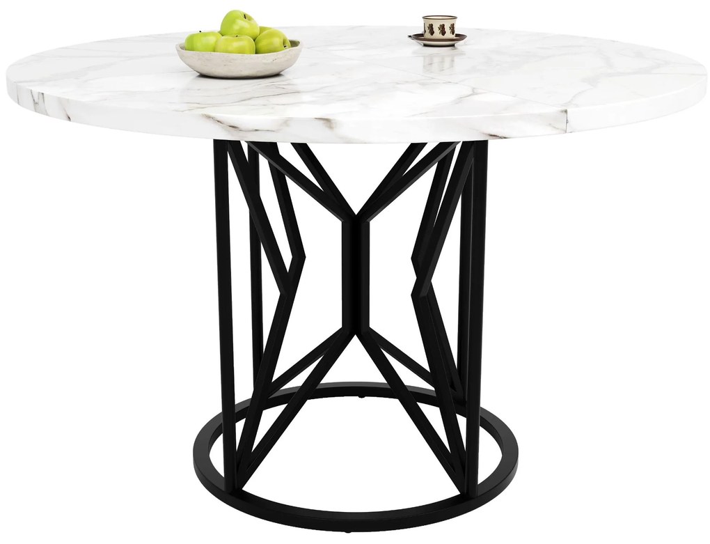 Masă rotundă de dining din MDF, Alb+Negru | Aosom Romania