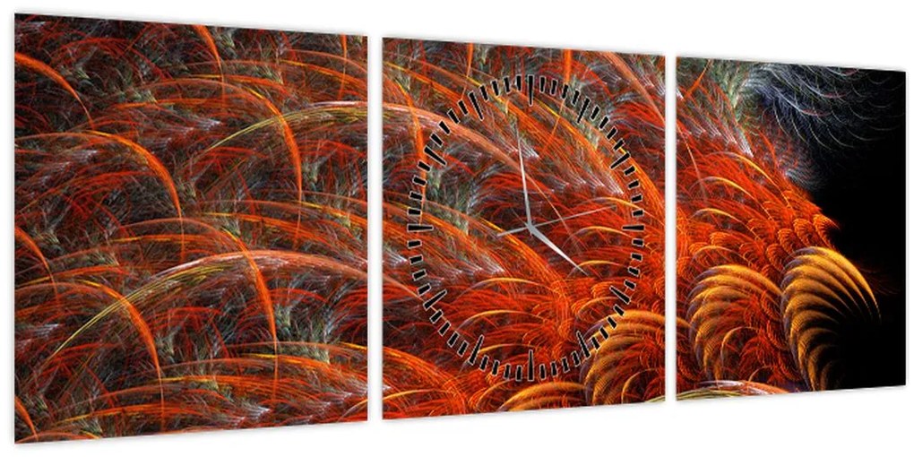 Tablou - Pene de imitație abstractă (cu ceas) (90x30 cm)