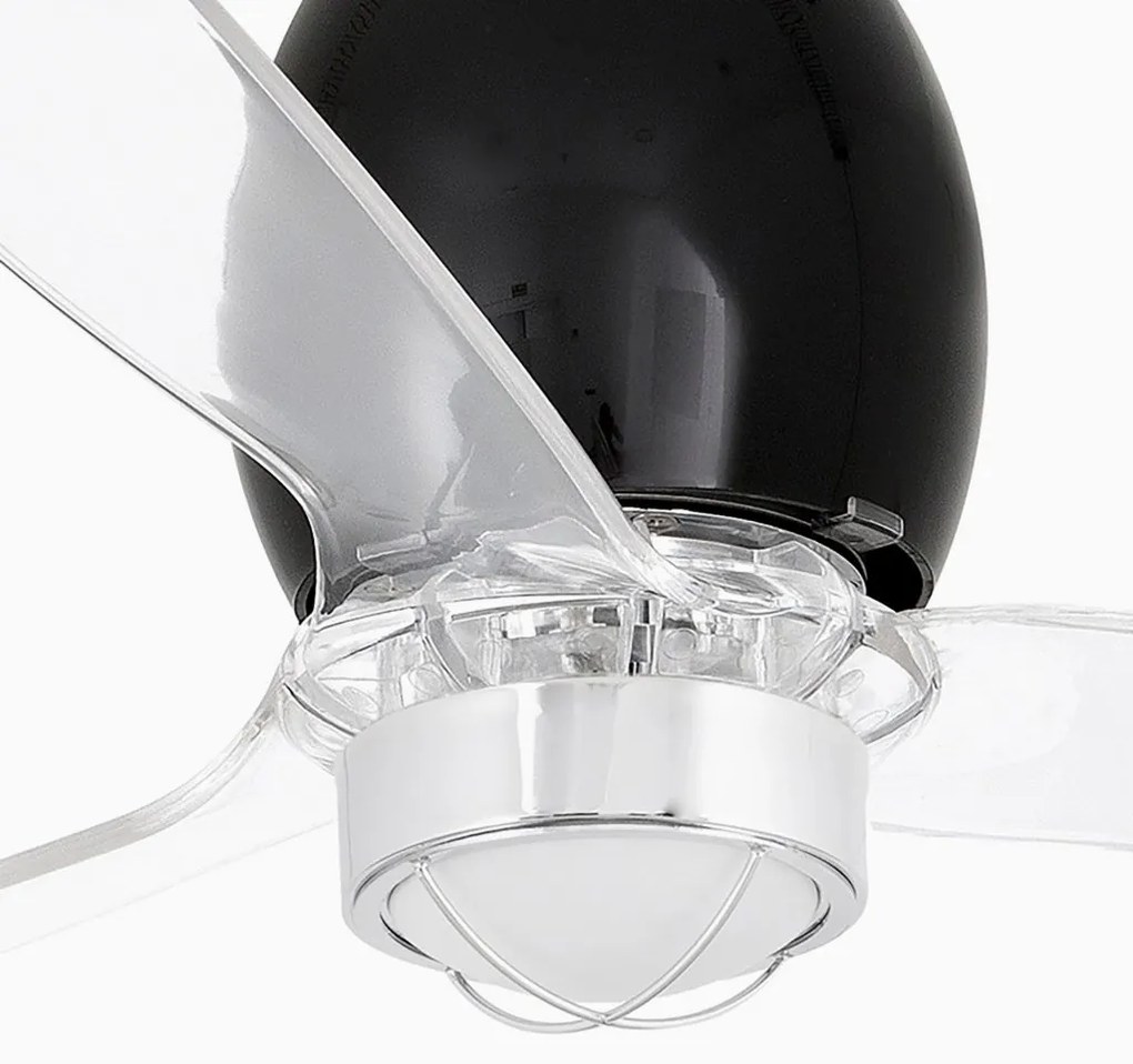 Lustra cu Ventilator si telecomanda MINI ETERFAN M negru mat/transparent