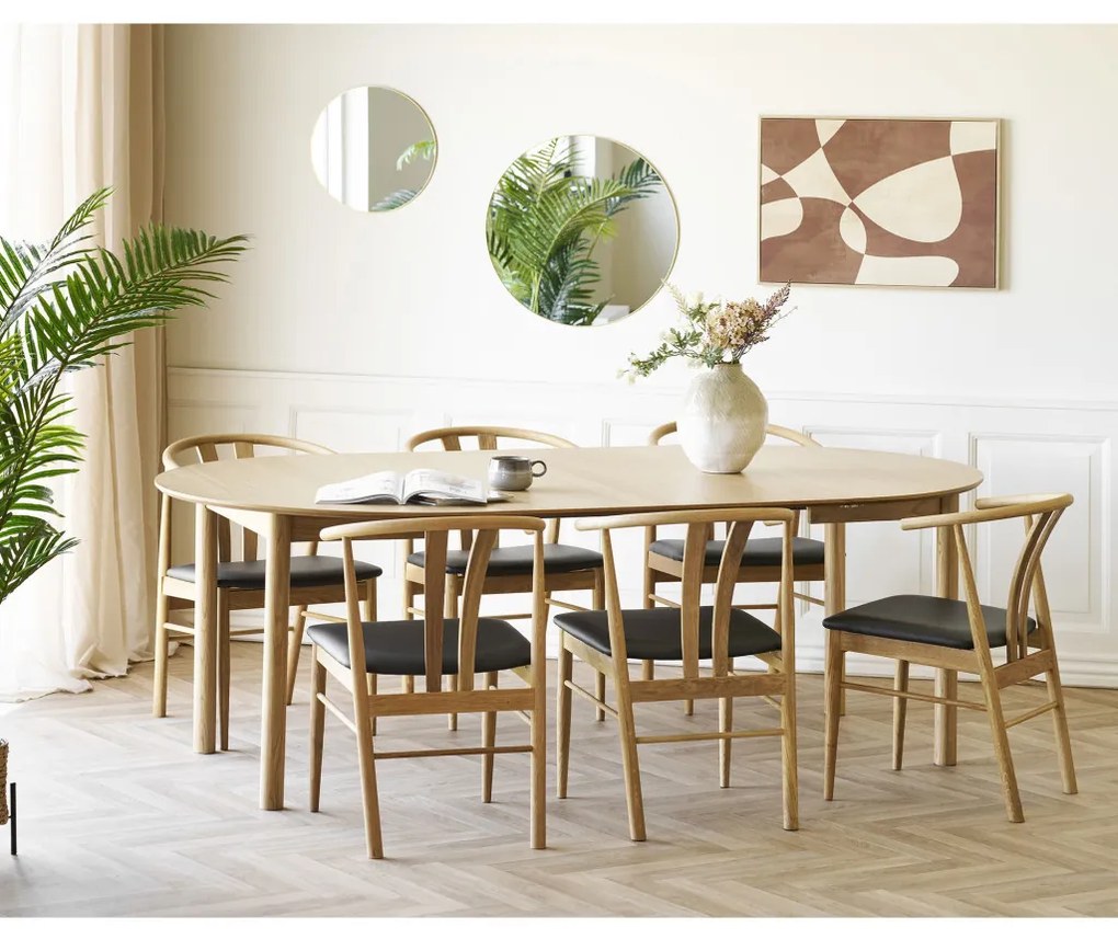 Scaun de dining Artenara, stejar cu scaun PU, natural/negru