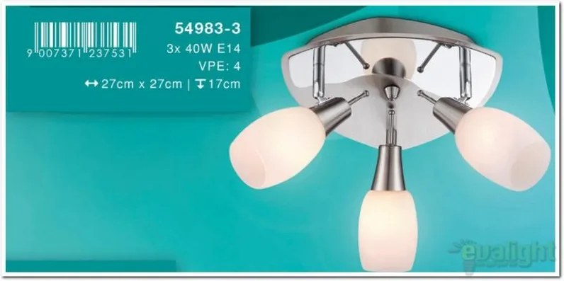 Lustra aplicata moderna cu 3 spoturi Gillian 54983-3 GL