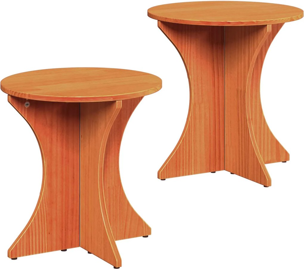 vidaXL Masă de cafea 2 pcs Maroniu cerat Lemn masiv de pin