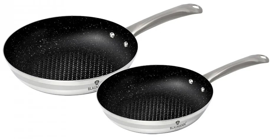 Set 2 tigai non stick otel inoxidabil cu interior din marmura XYLAN Gourmet Line Blaumann BL 3176