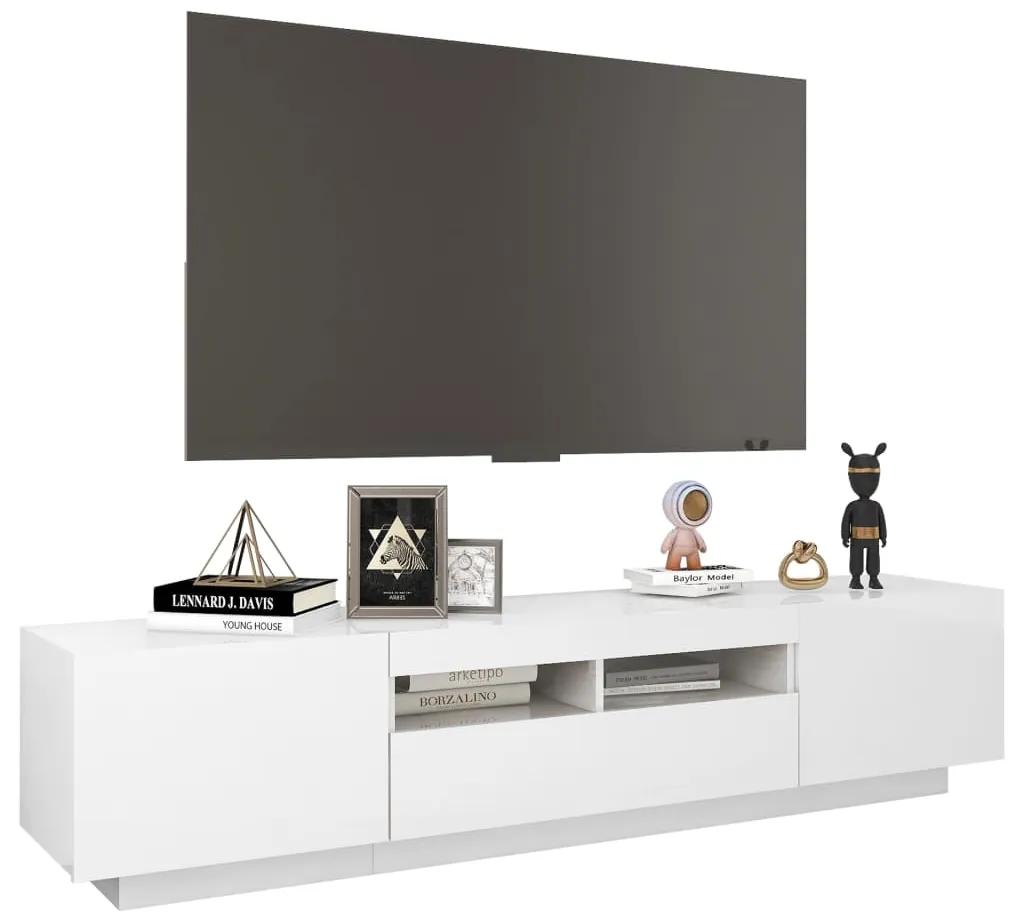 Comoda TV cu lumini LED, alb extra lucios, 180x35x40 cm 1, Alb foarte lucios