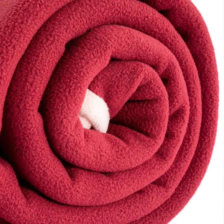 decoDoma Pătură fleece culoarea vinului