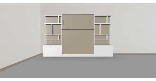 Set pat rabatabil dublu cu somiera inclusa si 2 biblioteci(100 cm) - ROYAL 160 BIG BOOKCASES SET (160X200)