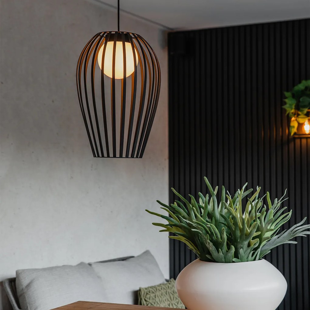 Lampă suspendată de design neagră cu opal - Angela