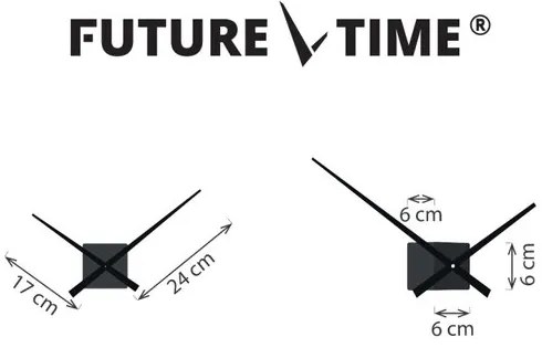 Ceas de design Future Time FT3000BK Cubic black, autoadeziv, diam. 50 cm