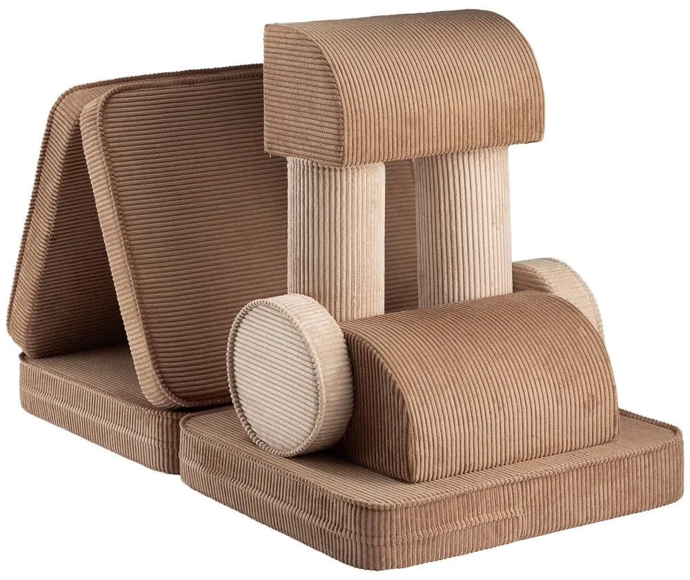 Canapea pentru copii maro cu tapițerie din catifea reiată 132 cm Settee – Wigiwama