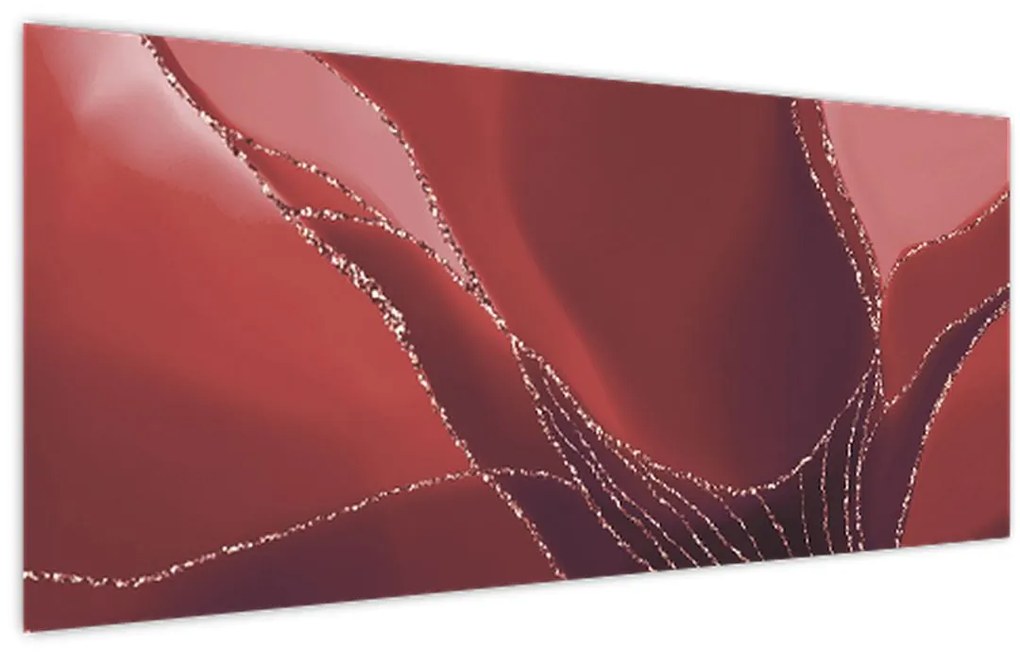 Tablou - Floare abstractă roșie N⁰2 (120x50 cm)