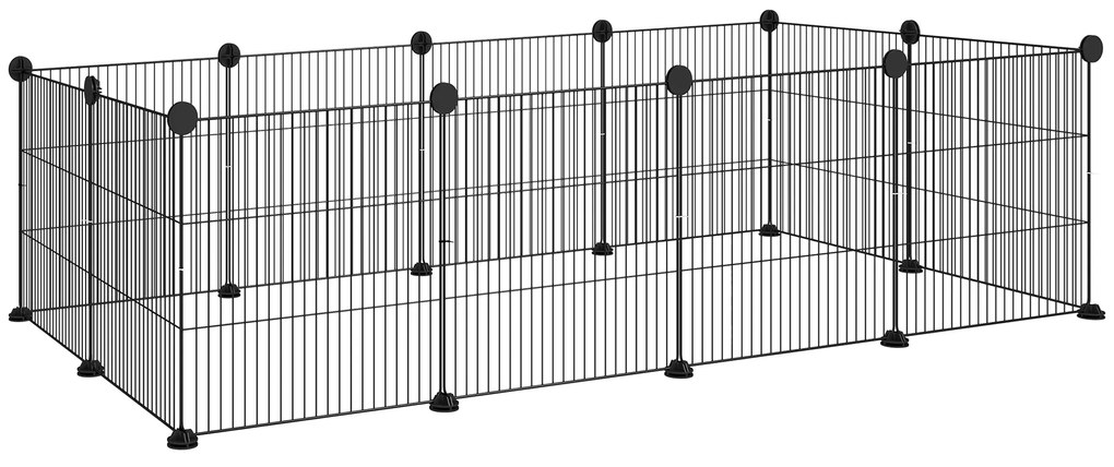 PawHut Țarc Modular pentru Animale de Companie de Talie Mică cu Panouri și Accesorii, 140x70x35 cm, Negru | Aosom Romania