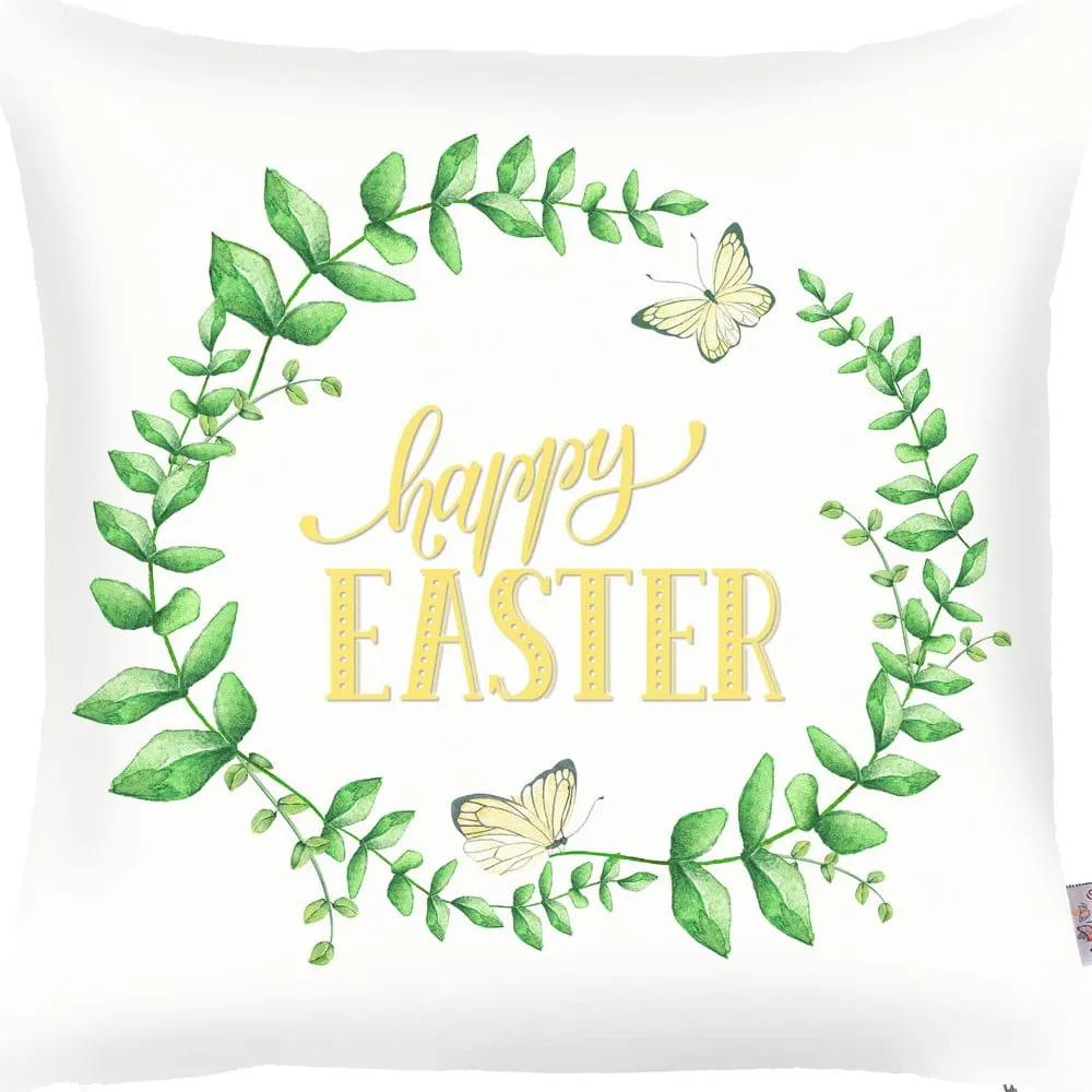 Față de pernă Apolena Happy Easter, 43 x 43 cm, verde - alb