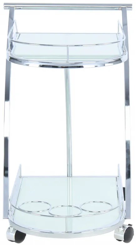 Masuta/Carucior pentru servire din sticla securizata James, 62x45x70 cm, alb/crom
