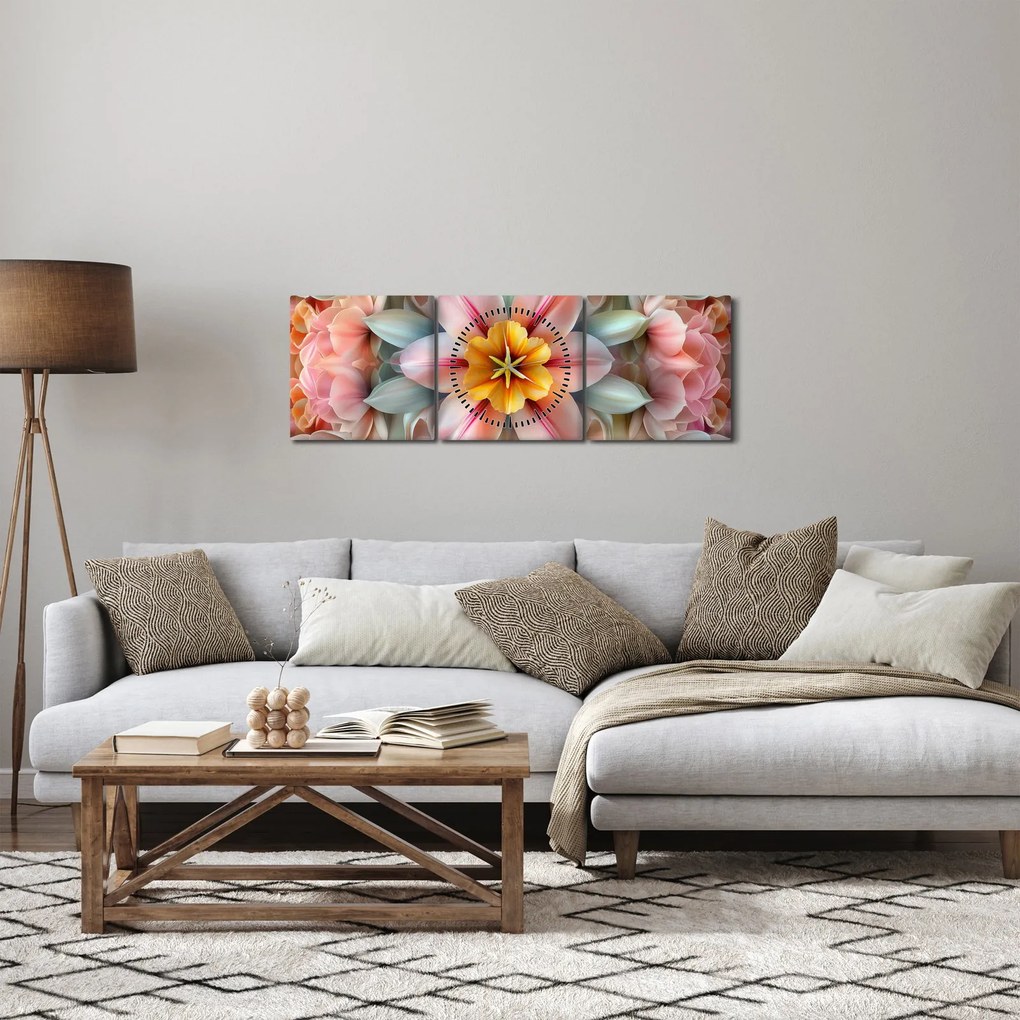 Tablou - Floare caleidoscopică (cu ceas) (90x30 cm)