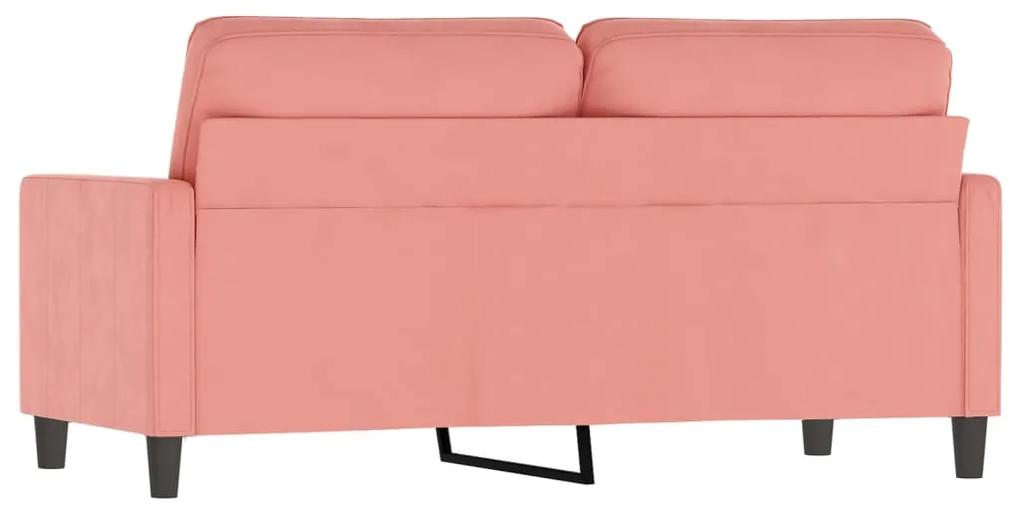 Canapea cu 2 locuri, roz, 140 cm, catifea