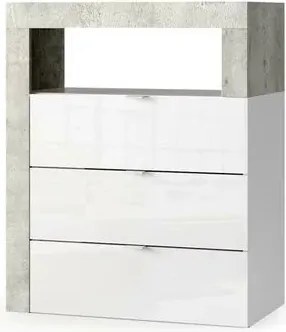 Dulap coloana mediu LC Mobili Italia Hamburg finisaj alb lucios/gri beton 64x78 cm