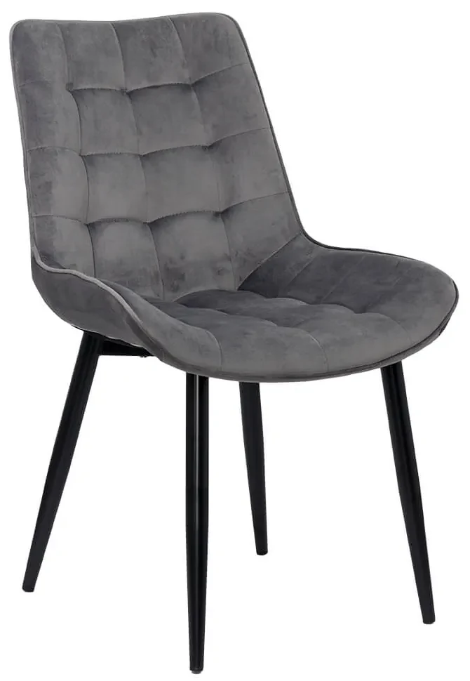 Scaun living din catifea si cadrul metalic  BUC 206 gri inchis